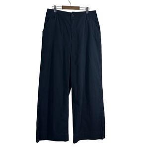 Who What Wear Women's Black Cotton‎ Pockets High Rise Wide Leg Trouser Size 10